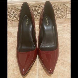 Calvin Klein Burgundy Patent Leather Pump Size 8